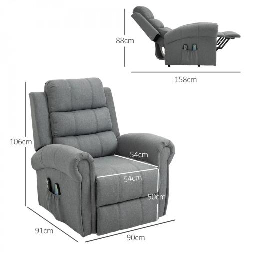 Sillón Relax Reclinable Eléctrico Levanta Personas con Masaje Vibratorio y Calor Control Remoto Gris [1]