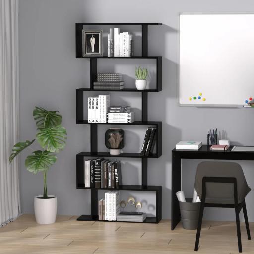 Estantería para Libros Moderna Librería con 6 Estantes para Comedor Salón Estudio 80x23x192 cm Negro