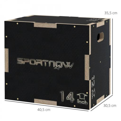 Cajón de Salto Pliométrico de Madera con Mangos Huecos Carga 120 kg para Casa Oficina Gimnasia 40,5x35,5x30,5 cm Negro [1]