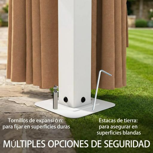 Carpa para Jardín 3x4 m con Techo Ventilado 4 Paredes y 4 Mosquiteras UPF50+ para Exterior Terraza Caqui [3]
