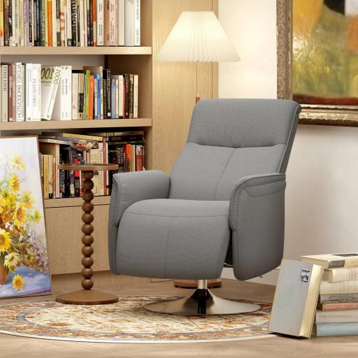 Sillón de Masaje Eléctrico con Reposapiés Sillón Relax Giratorio y Reclinable con Mando 68,5x77x117 cm Gris [6]