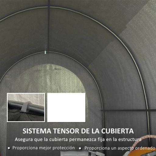 Carpa de Jardín para Bicicletas con Marco de Acero Puerta con Cremallera Impermeable 2,4x1,6x1,9 m Gris Claro [3]