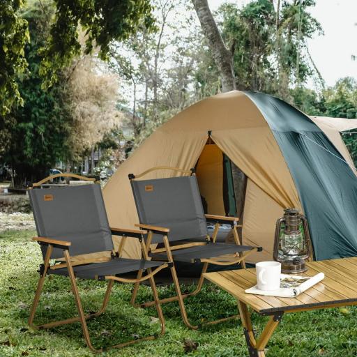 Outsunny Set 2 Sillas de Jardín Plegables con Reposabrazos Sillas para Camping y Playa en Tela Oxford 54x59x78 cm Gris Oscuro [10]
