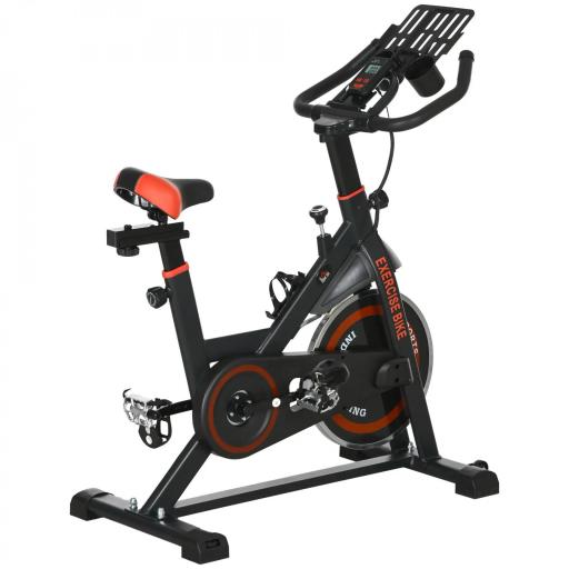 Bici Estática con Resistencia Regulable Volante de Inercia 8 kg Pantalla LCD Manillar y Asiento Ajustable Negro y Rojo [9]