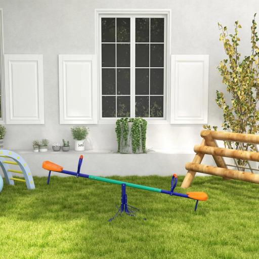 Balancín para Niños Giratorio 360° con Barra con Longitud Ajustable Poste Amortiguador y Base de Acero Multicolor [0]