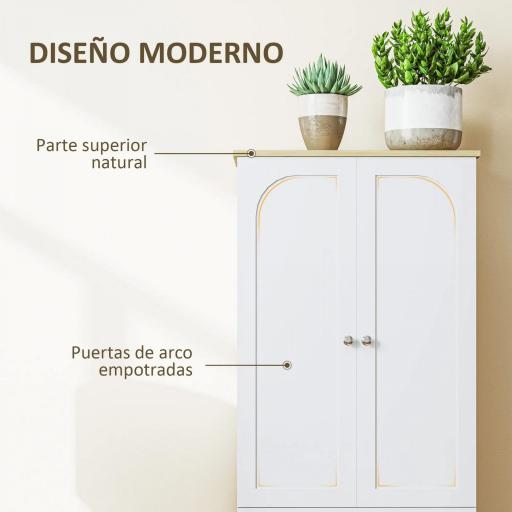 Alacena de Cocina Mueble Auxiliar de Cocina con 4 Puertas y Estantes Ajustables para Comedor Salón 60x30x183 cm Blanco [2]
