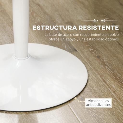 Mesa de Comedor Redonda Mesa de Cocina para 2 Personas con Base de Acero y Almohadilla Antideslizante Ø80x75 cm Blanco [4]