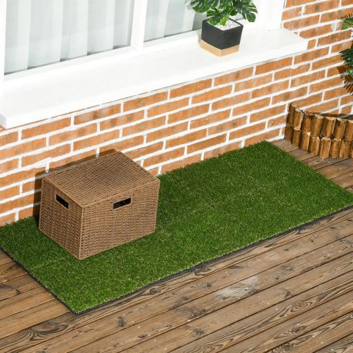 Césped Sintético de 10 Piezas Alfombra Césped Artificial 30x30 cm con Altura de Hierba 20 mm y Anti-UV Verde Oscuro [7]