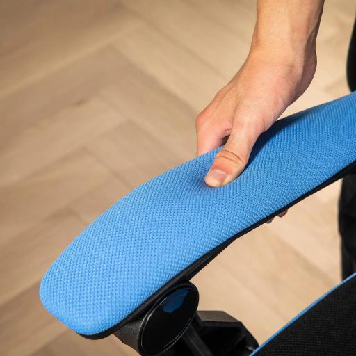 Silla Gaming con Reposapiés Altura Regulable y Respaldo Reclinable 135° 58x63x112-122 cm Azul y Negro [7]