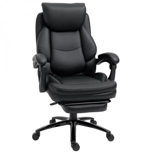 Silla de Oficina Ergonómica Silla de Escritorio Ajustable en Altura con Respaldo Inclinable hasta 130° Función Basculante y Resposapiés Retráctil Acero 65,5x79x112-118 cm Negro [9]