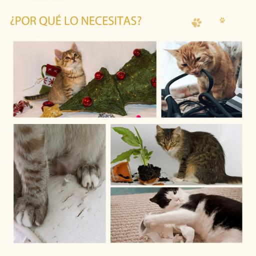 Árbol para Gatos de 2 Niveles con Cueva Cama Superior Postes Rascadores de Sisal Natural Cojines Lavables y Bola de Juguete 35x35x81 cm Roble y Blanco [2]