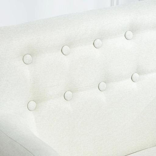 Butaca para Dormitorio con Reposabrazos y Patas de Madera Sofá Individual Carga 125 kg para Oficina Crema [6]