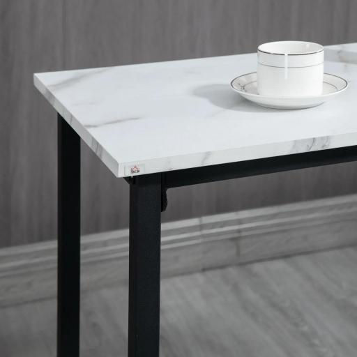 Conjunto de Mesa Alta de Bar con 2 Taburetes Redondo Set de 3 Piezas con Marco de Acero de Estilo Moderno Blanco y Negro [6]
