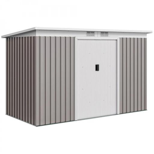 Caseta de Jardín Exterior 3,2 m² 280x130x172 cm Cobertizo de Jardín con Puertas Correderas y Ventilaciones Gris Claro [9]