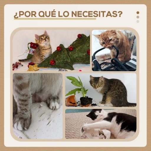 Árbol para Gatos de Suelo a Techo con Altura Ajustable Poste de Sisal y Bola para Jugar 47x34x220-260 cm Crema [2]