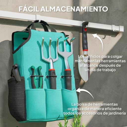 Juego de Herramientas Jardinería de 9 Piezas de Aluminio con Tijeras de Podar con Bloqueo Seguro Bolsa de Jardín Ligera [7]