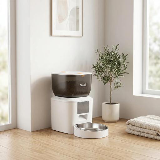 Comedero Automático 4L WiFi 2.4G para Gatos Perros con Control App 2 Cuencos 1-10 Comidas al Día Grabadora Voz 10s [3]