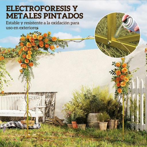Arco de Jardín para Rosas de Metal Arco de Boda Resistente a la Intemperie para Decoración Patio 200x40x200 cm Dorado [3]
