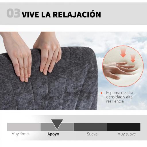 Silla de Oficina con Asiento Ancho sin Reposabrazos Ruedas Altura Ajustable Giratoria Función Basculante Gris [4]