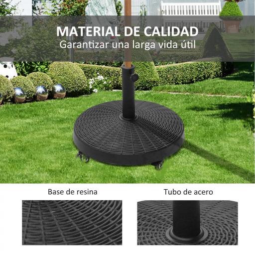 Base para Sombrilla con Ruedas de Resina y Metal Compatible con Postes Ø38 mm y Ø48 mm Ø52x41 cm Negro [5]