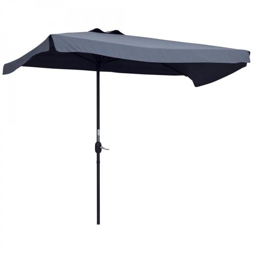 Parasol para Pared 230x130x249 cm Sombrilla Rectangular con Manivela Protección UV Impermeable Gris Oscuro [9]