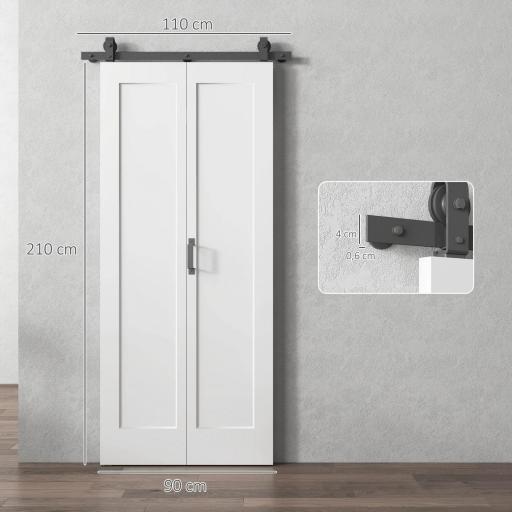 Puerta Plegable Corredera con Herrajes Acabado Personalizable Tirador Fácil Montaje 90x210 cm Blanco [1]