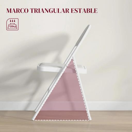Juego de 2 Sillas Abatibles con Respaldo y Estructura de Acero para Oficina Estudio 45x46x78 cm Blanco [8]