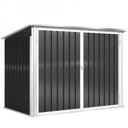 Cobertizo para Contenedor de Basura Doble con Tapa Abatible y Puertas Doble 179,5x108x129,5 cm Gris Oscuro [9]
