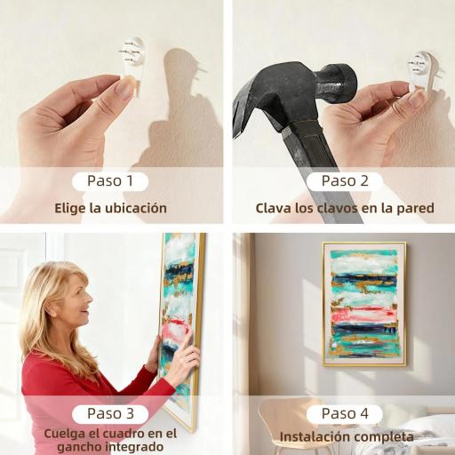 Cuadro en Lienzo Abstracto a Mano 120x80 cm Cuadro para Decoración de Salón Moderno con Marco de Madera Multicolor [2]