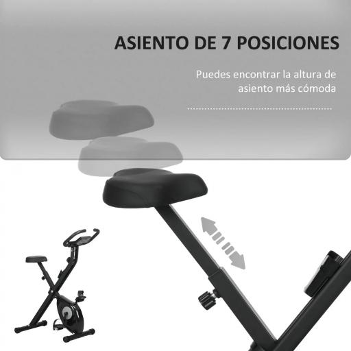 Bicicleta Estática Plegable con 8 Niveles de Resistencia Magnética Pantalla LCD y Asiento Regulable 43x85x109cm Negro [6]