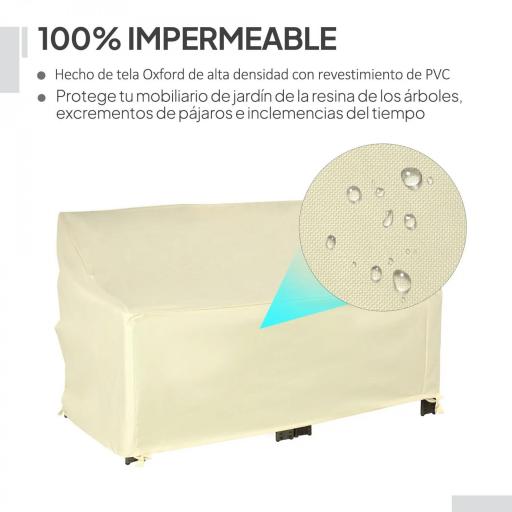 Funda para Banco de Jardín 2 Plazas, Funda Sofá Exterior Impermeable, Tela Oxford 600D con Recubrimiento, 140x84x56/94 cm para Patio, Terraza, Crema [7]