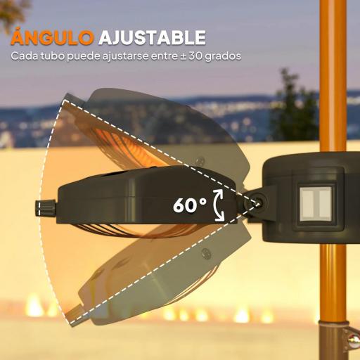 Calefactor Eléctrico Exterior 2400W con 3 Niveles de Calor Protección Antivuelco para Sombrilla Terraza Ø55x8 cm Negro [4]