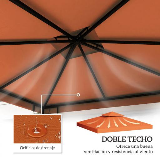 Techo de Repuesto para Cenador, 3x3 m, Cubierta de Repuesto con Techo Doble, 8 Orificios de Drenaje y Protección UV, SOLO Toldo de Recambio para Pabellón Gazebo, Rojo [7]