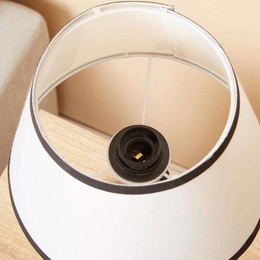 Lámpara de Mesa con Trípode de Metal Lámpara de Escritorio con Pantalla de Tela y Casquillo E27 Máx. 40W Estilo Moderno para Dormitorio Salón Ø25x50 cm Blanco y Negro [5]