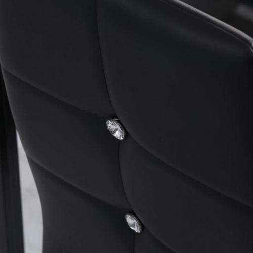 Juego de 6 Sillas de Comedor Tapizada en PU con Respaldo Alto con Botones y Patas de Acero Diseño Moderno Negro [7]