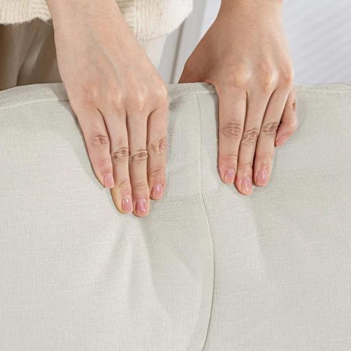 Sofá Chaise Longue Reversible con Estructura de Acero Tapizado en Chenilla 186x130x84cm Crema [3]