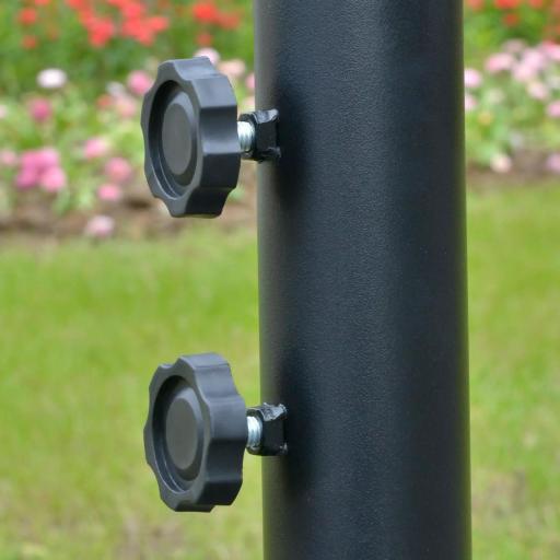 Sombrilla de Jardín Ø295 cm Parasol Excéntrico Inclinable con Manivela Base Cruzada y Soporte de Acero Café [9]