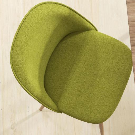 Pack de 2 Sillas de Comedor Sillas de Cocina Tapizadas de Tela de Lino con Patas de Acero Carga 120 kg 50x52x83 cm Verde [6]