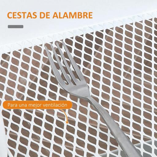 Carrito de Cocina con 3 Cestas de Acero y 1 Placa de Cubierta para Comedor Sala Baño 45x31x79,4 cm Blanco [7]