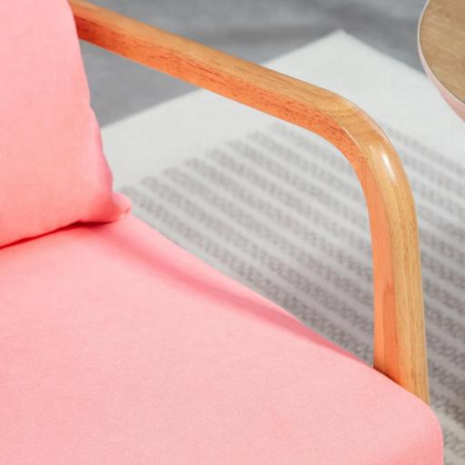 Butaca Nórdica Sillón de Salón Acolchado con Reposabrazos Cojín y Marco de Madera de Caucho 61x78x76 cm Rosa [6]