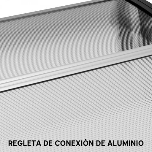 Tejadillo de Protección 195x75 cm Marquesina de Exterior con Paneles de Policarbonato Barras de Aluminio Transparente [7]