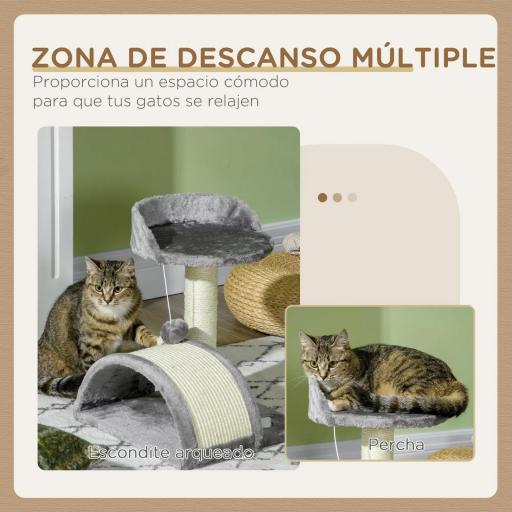Árbol Rascador para Gatos Pequeños Altura 46 cm con Poste Tablero para Rascar Plataformas y Bola 35,5x37x46 cm Gris [4]