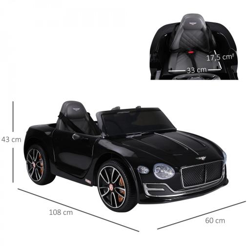 Coche Eléctrico para Niños Bentley GT Coche de Batería para Niños de +3 Años Velocidad 2,5-5 km/h 108x60x43 cm Negro [1]