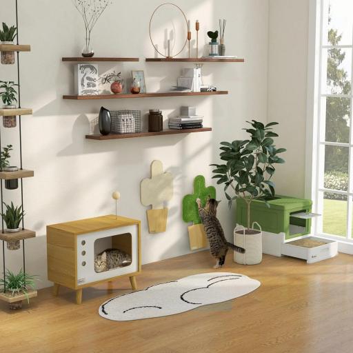 Arenero Cubierto para Gatos Desmontable con Entrada Frontal y Salida Superior 47,5x35,5x36,7 cm Verde Aguacate y Blanco [6]