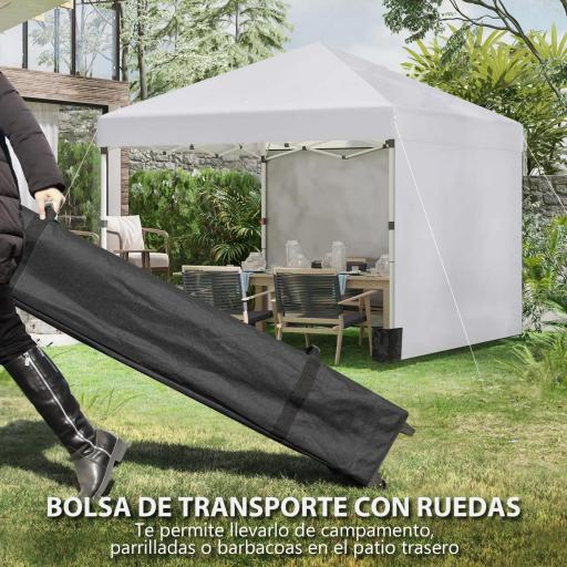Carpa Plegable Pop-up 3x3 m con 2 Paredes Laterales Anti-UV Altura Ajustable Sacos de Arena y Bolsa de Transporte Blanco [6]