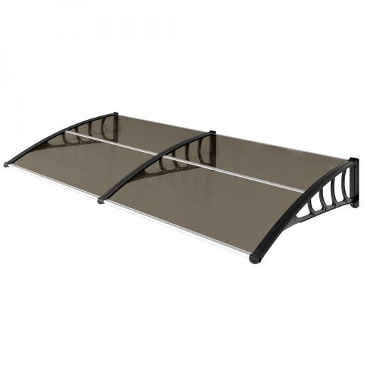 Marquesinas Exterior para Puertas y Ventanas 200x96 cm con Soporte de Aleación de Aluminio PP Policarbonato Marrón [8]