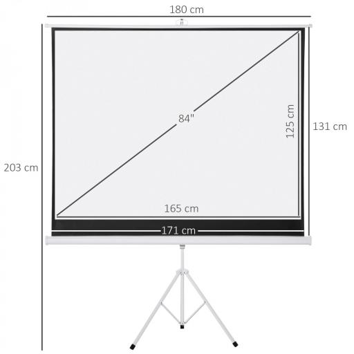 Pantalla de Proyector Manual con Soporte 84 Pulgadas Pantalla de Proyección Portátil Formato 4:3 para Interior y Exterior Cine en Casa Patio 171x131 cm Blanco [1]