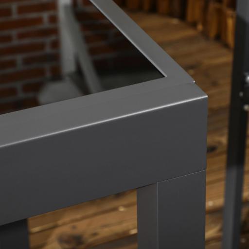 Mesa de Jardín Extensible de Aluminio Mesa Rectangular con Encimera de Vidrio Templado para Terraza 80-160x80x75cm Negro [6]