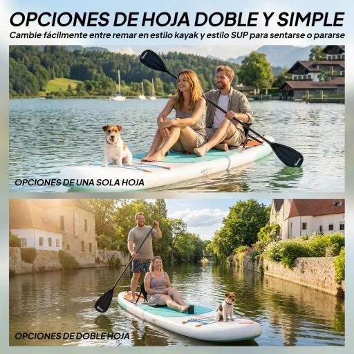Tabla Paddle Surf Hinchable SUP Extra Largo de 335 cm con Asiento Remo Convertible Aletas Bomba y Mochila Carga 180 kg [7]