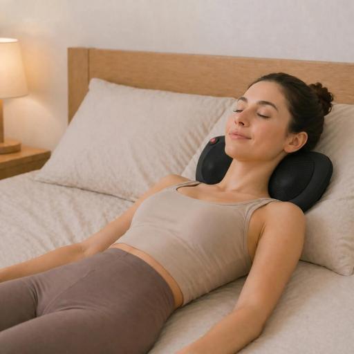 Cojín de Masaje Shiatsu con Calor y 4 Nodos Amasado Giratorio 3D Alivio de la Fatiga Muscular Negro [6]